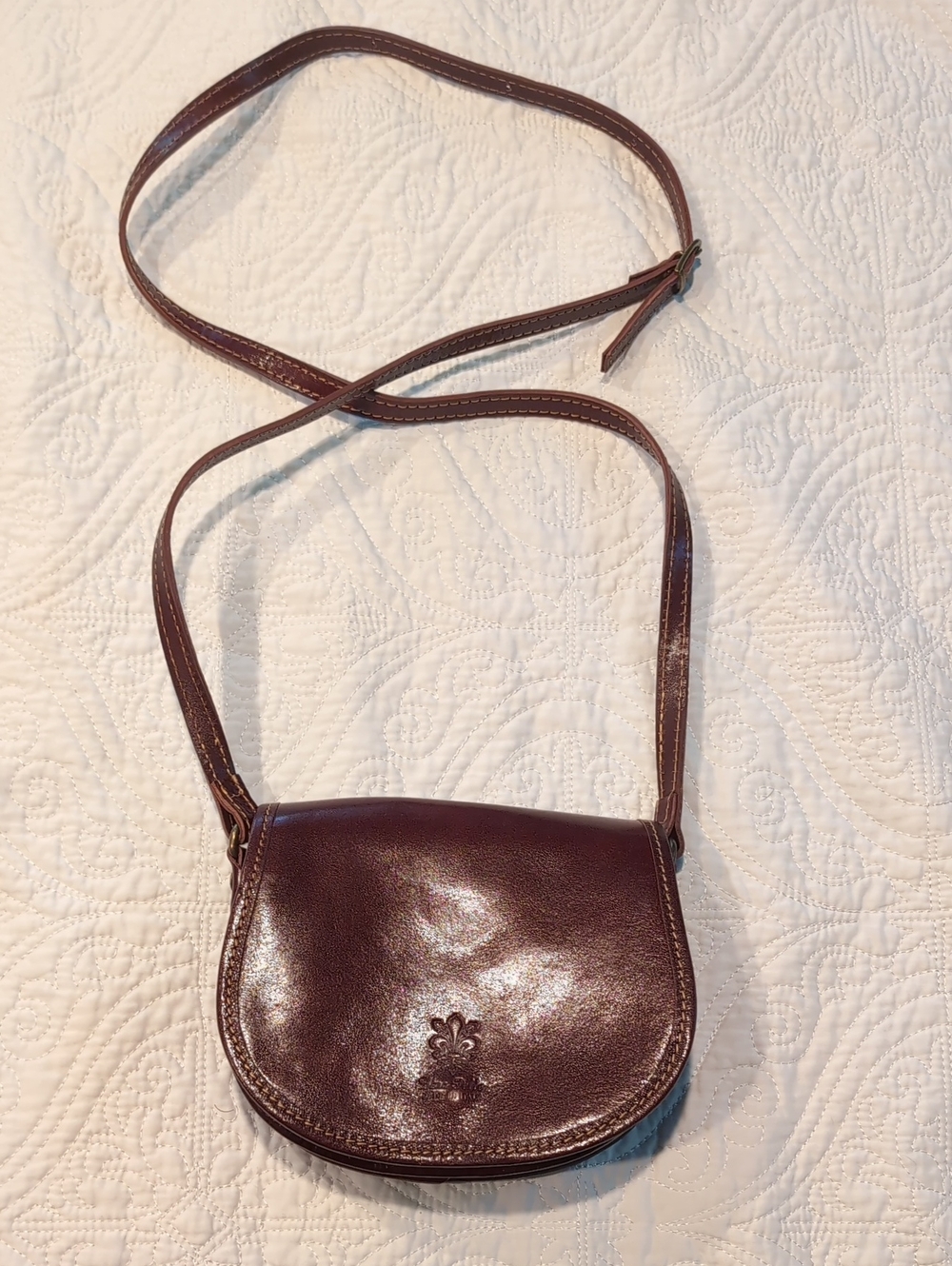 Vera Pelle Women’s Brown Italian Leather Crossbody Bag -Classic Saddle Style